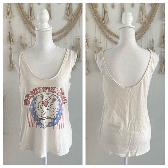 Junk Food Clothing Tops - Junk Food Grateful Dead cream tank top scoop neck shirt vintage band tee small